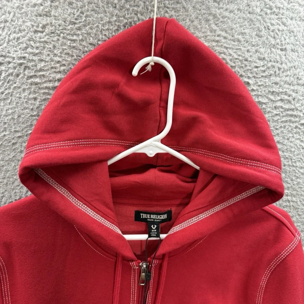 True Religion Sweatshirt Adult Medium Red Full Zip Hoodie Buddha MSRP $124 NEW